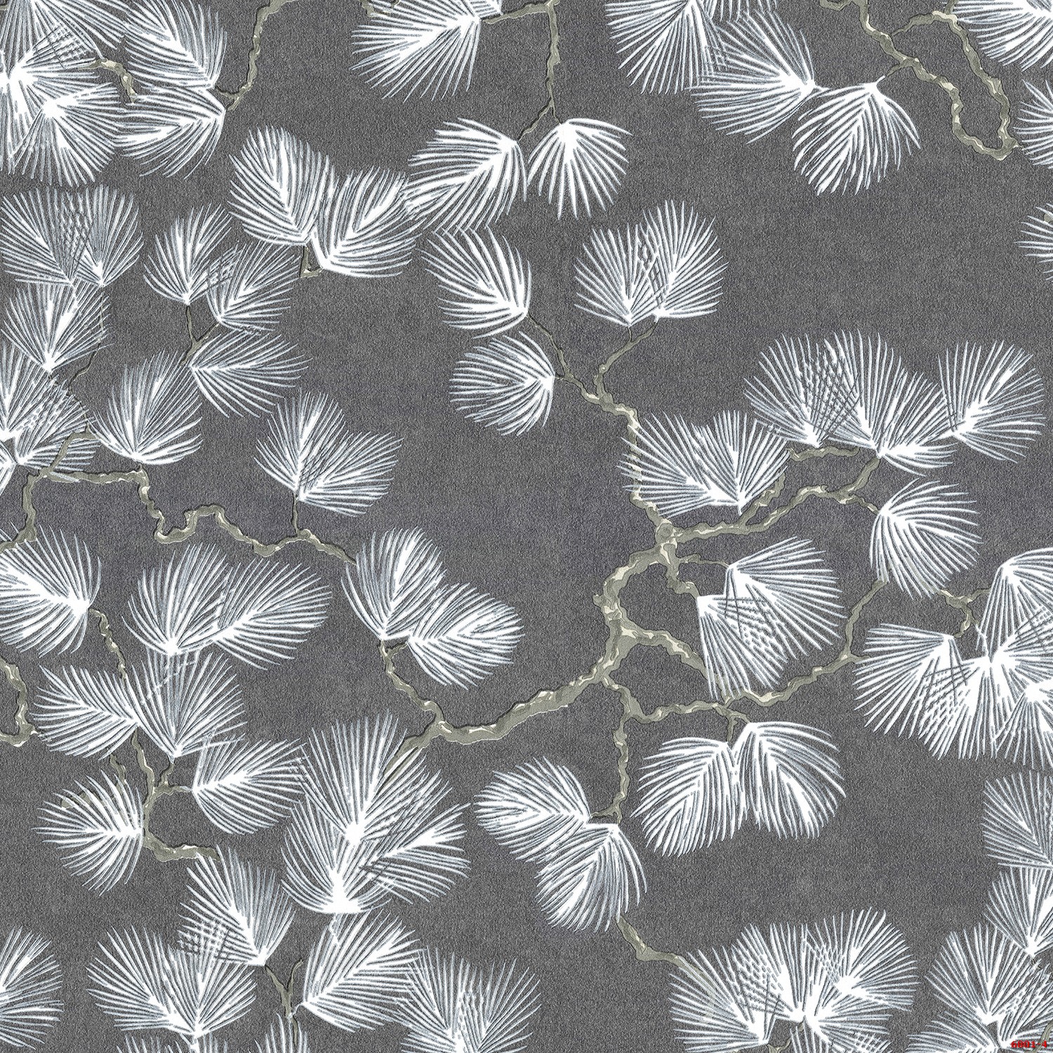 Giấy dán tường lá kim trắng nền đen Albany 6801-4